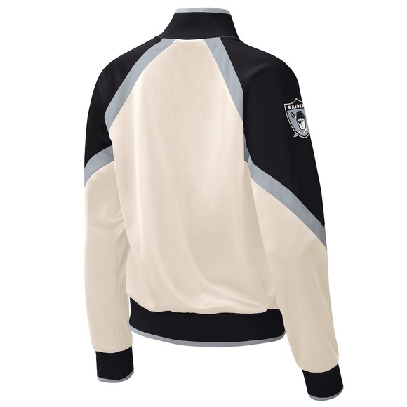 Las Vegas Raiders Starter White/Black Overtime Raglan Full-Zip Track Jacket - Picture 2 of 3
